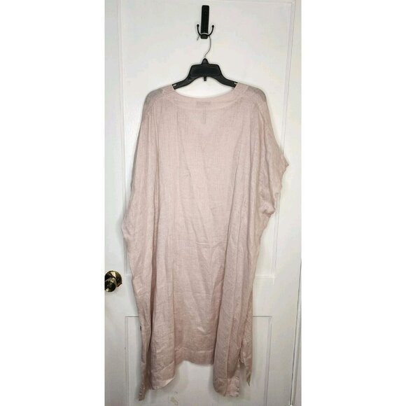 One Size Crown Linen Designs 100% Linen Dusty Pink Jasmine Kaftan - Picture 2 of 5